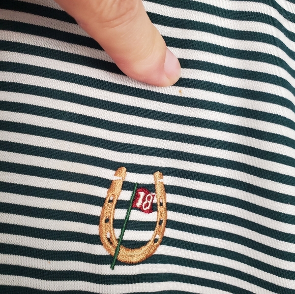 Fairway and Greene Striped Men's Polo Shirt. Hunter Green And White. LG - Picture 11 of 11